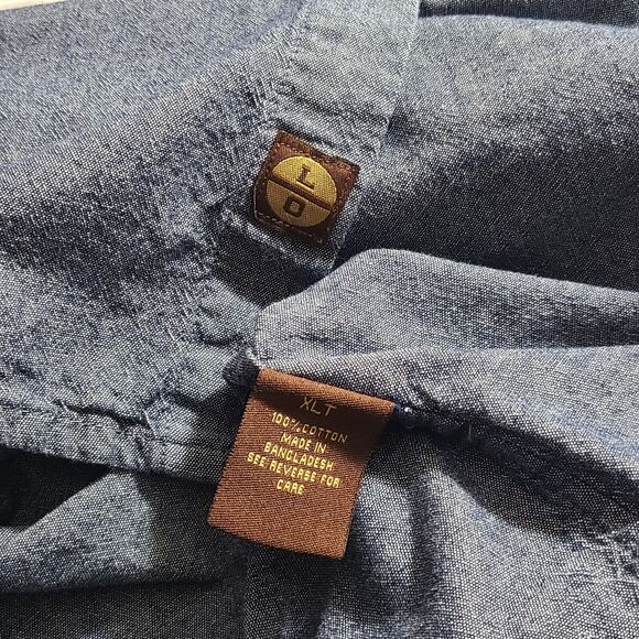 Lincoln Outfitters Men's Chambray Denim Short Sleeve Pearl Snap Shirt XLT - Picture 6 of 7
